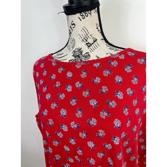 NWOT Croft & Barrow Red and white and Blue Floral tank top - Picture 4 of 7